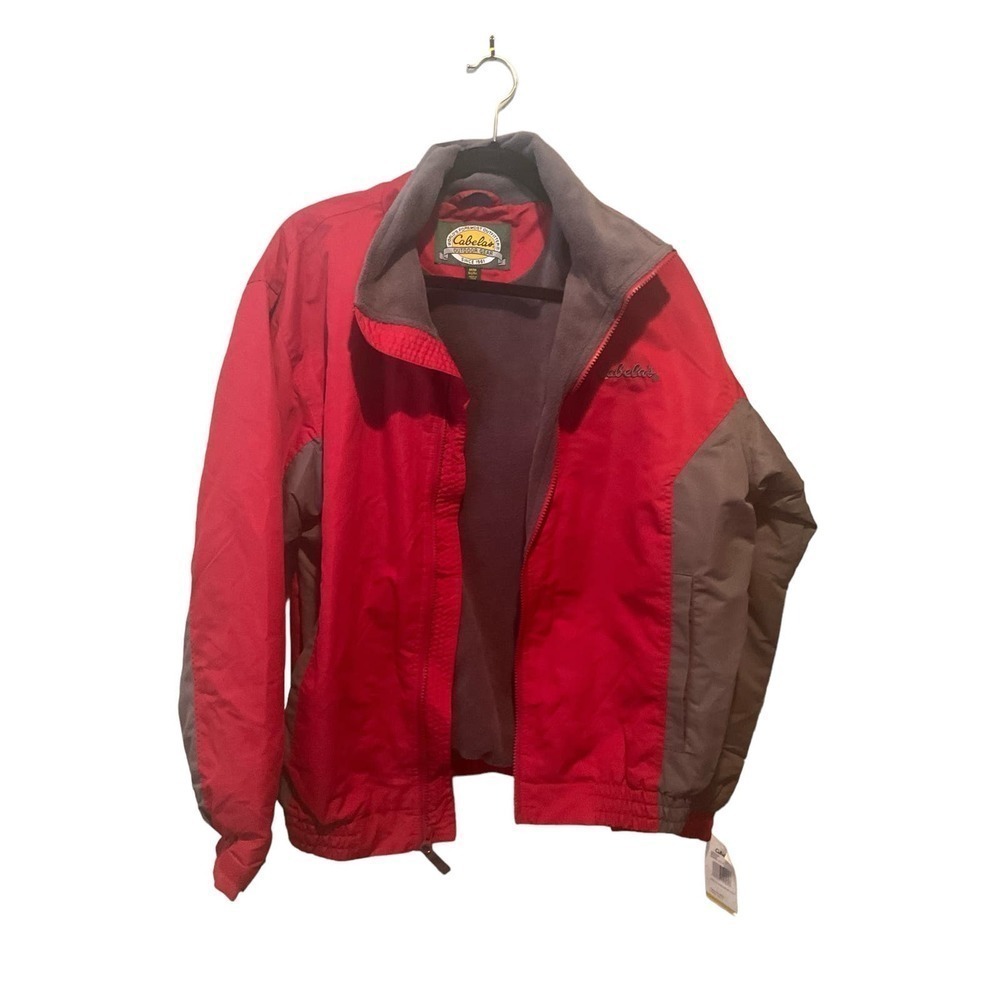 Cabelas Windbreaker Jacket Men's Size M Red Long Sleeve Full‎ Zipper Polyester